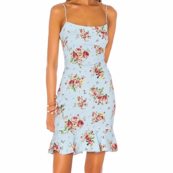 Revolve Likely Floral Zadie Banks Dress NWT 6 Blue Pink Mini pastel - Picture 1 of 6